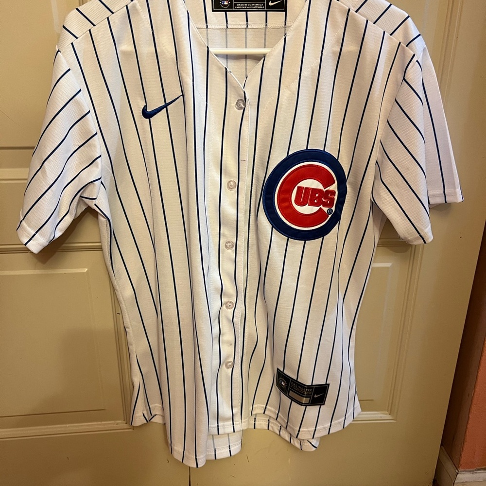 Nike White and Blue Striped Jersey